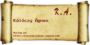 Kálóczy Ágnes névjegykártya