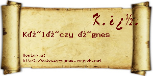 Kálóczy Ágnes névjegykártya